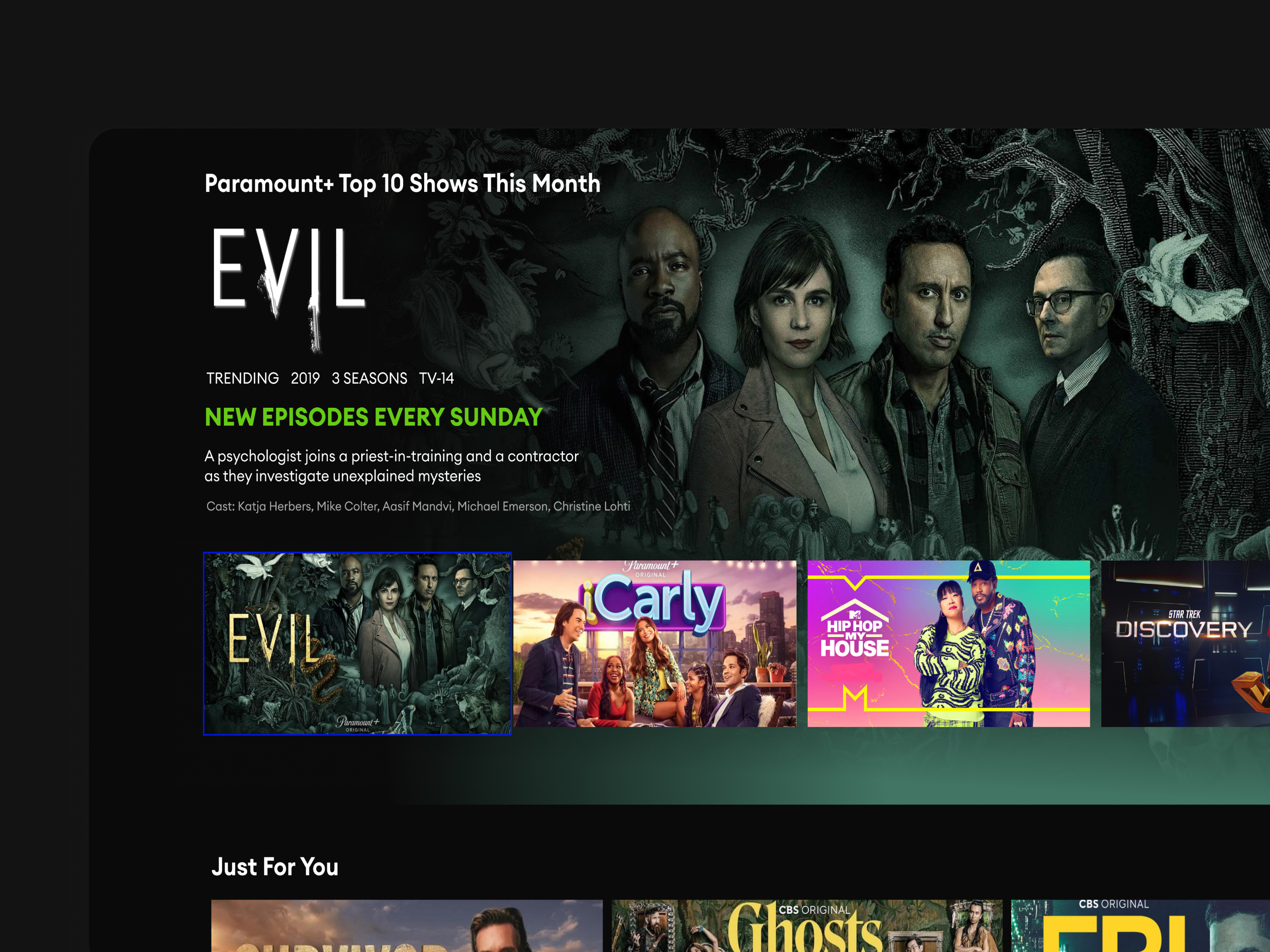Paramount+ Content Carousels